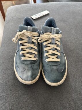 lululemon athletica Men's Blue Suede Low-Top Sneakers with Cream Laces